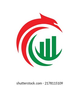 Eagle Finance Logo, Business and Accounting Logo design vector template, chart with eagle logo, Eagle Eye Investing Business Financial Bar Chart Logo
