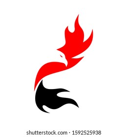 Eagle Fire Flat Logo Design