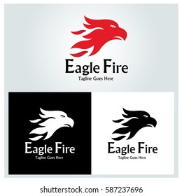 Eagle fire logo design template. Vector illustration