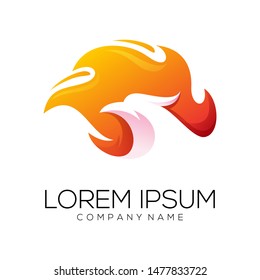 eagle fire logo design vector abstract