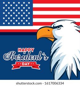 Eagle and flag design, Usa happy presidents day united states america independence nation us country and national theme Vector illustration