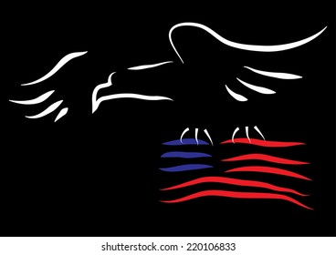 An Eagle with a Flag. Vector