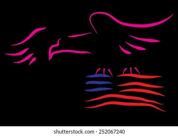 Eagle with Flag. Vector