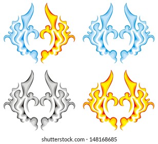 Eagle flame heart. Water, fire and ashes - four symbols of an eagle in the form of heart