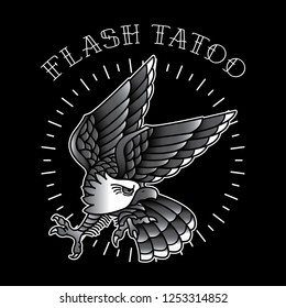 eagle flash tattoo is simple, vector EPS 10