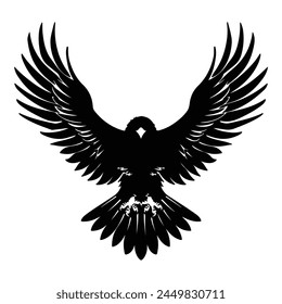 Eagle in flight. Black and white vector illustration. Eagle Tattoo design