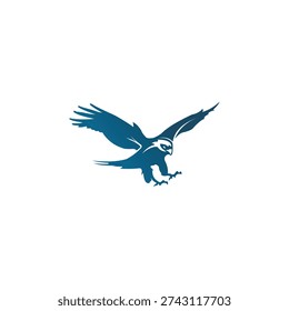 An eagle in flight, captured in a dynamic pose against a white background.