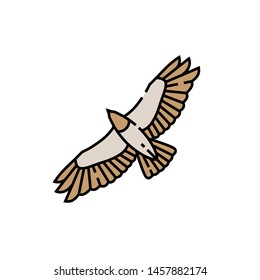 Eagle flight line icon. Hawk symbol. Bird of prey wingspan sign. Vector illustration.