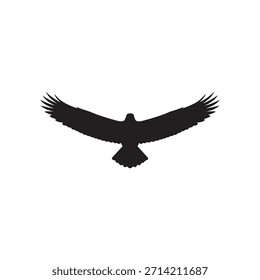 Águila en diseño plano de Vector de icono de silueta de vuelo