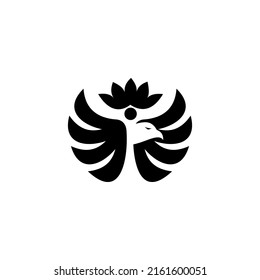 Eagle with flower in head logo design vector