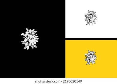 eagle and flowers vector black and white
