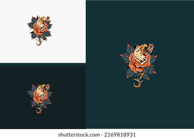 eagle and flowers vector illustration flat design