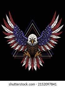 Eagle fly america flag vector illustration for your company or brand