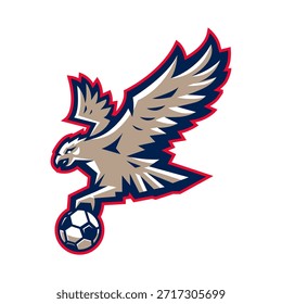 Mosca del águila con el diseño del logotipo de la bola para el equipo de fútbol del deporte