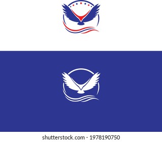 Eagle Fly And Golden Eagle Rising Wings Logo Design
