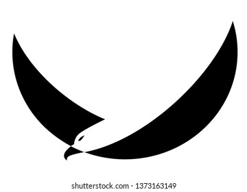 Eagle fly half circle suitable for icons, logos, app, print, and more