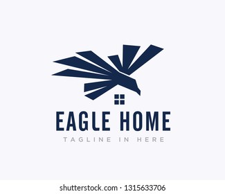 Eagle fly with home logo design inspiration