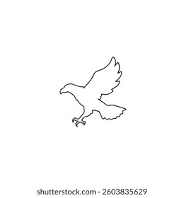 Eagle fly icon line draw silhouette vector image