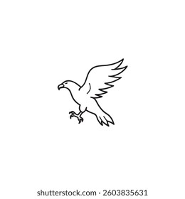 Eagle fly icon line draw silhouette vector image