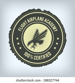 Eagle fly label isolated on white - illustration