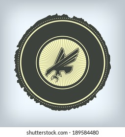 Eagle fly label isolated on white - illustration