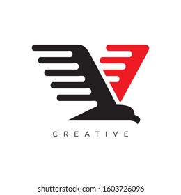 Eagle fly Logo abstract design vector . Falcon Hawk bird stylish Logotype concept icon