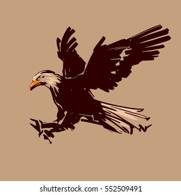eagle fly, for logo, sketch style, silhouette, simple vector illustration