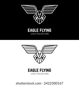 Eagle fly spreading wings for flight company logo design mascot character and emblem
