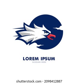 Eagle Fly With Sun Logo Design Illustration Vector