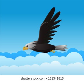 Eagle Flying Above The Clouds