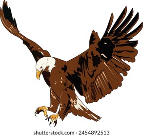 Eagle flying in the air. Vector illustration isolated on white background