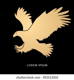 Eagle flying attack designed using gold color graphic vector.