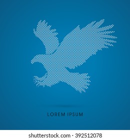 Eagle flying attack designed using dots pixels graphic vector.