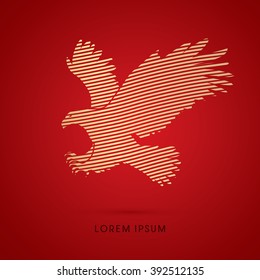 Eagle flying attack designed using gold line graphic vector.