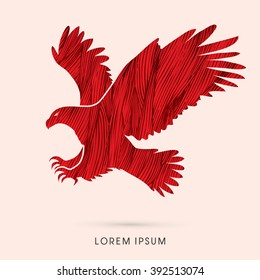 Eagle flying attack designed using grunge brush graphic vector.