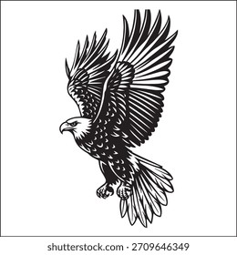 eagle flying black and white