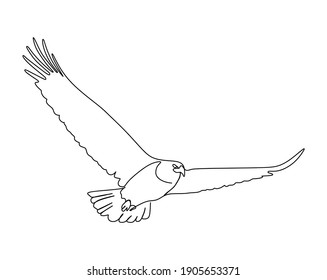 An Eagle Flying. Continuous One Line Drawing Illustration.