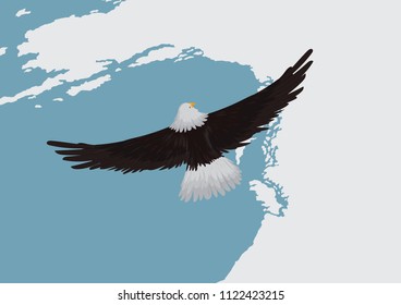 Eagle flying in earth background in Vector Illustration