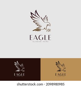 Eagle Flying Line Logo Elegant With Brown Color