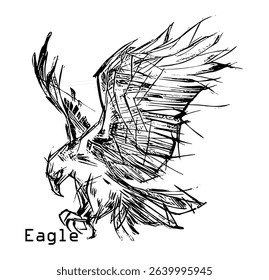 Eagle flying lineaty t-shirt graphic design vector illustration 