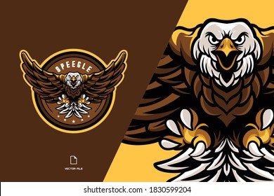 eagle flying mascot logo for sport game team illustration