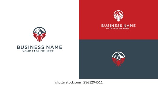 Eagle flying in the mountains. Vector illustration.