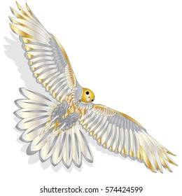 Eagle flying on white background illustration.
