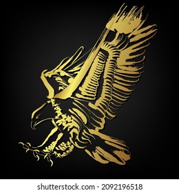 Adler auf schwarzem Hintergrund, Pinselstrich