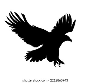 Ilustración del vector de silueta volante de águila