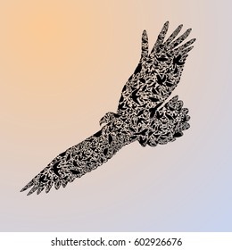eagle flying at sunset,vector illustration