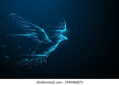 Eagle Flying Swoop From Lines, Triangles, And Particle Style Design. Illustration Vector