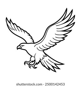 Eagle Flying Vector Illustration - Cartoon, Clipart, and Line Art Design