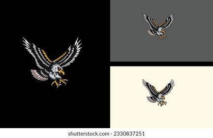 eagle flying vector illustration tattoo design