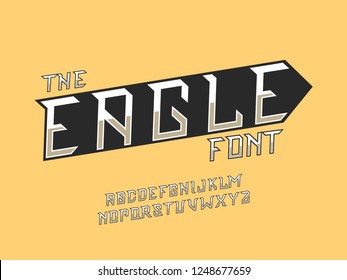  Eagle font. Vector alphabet letters. Typeface design. 